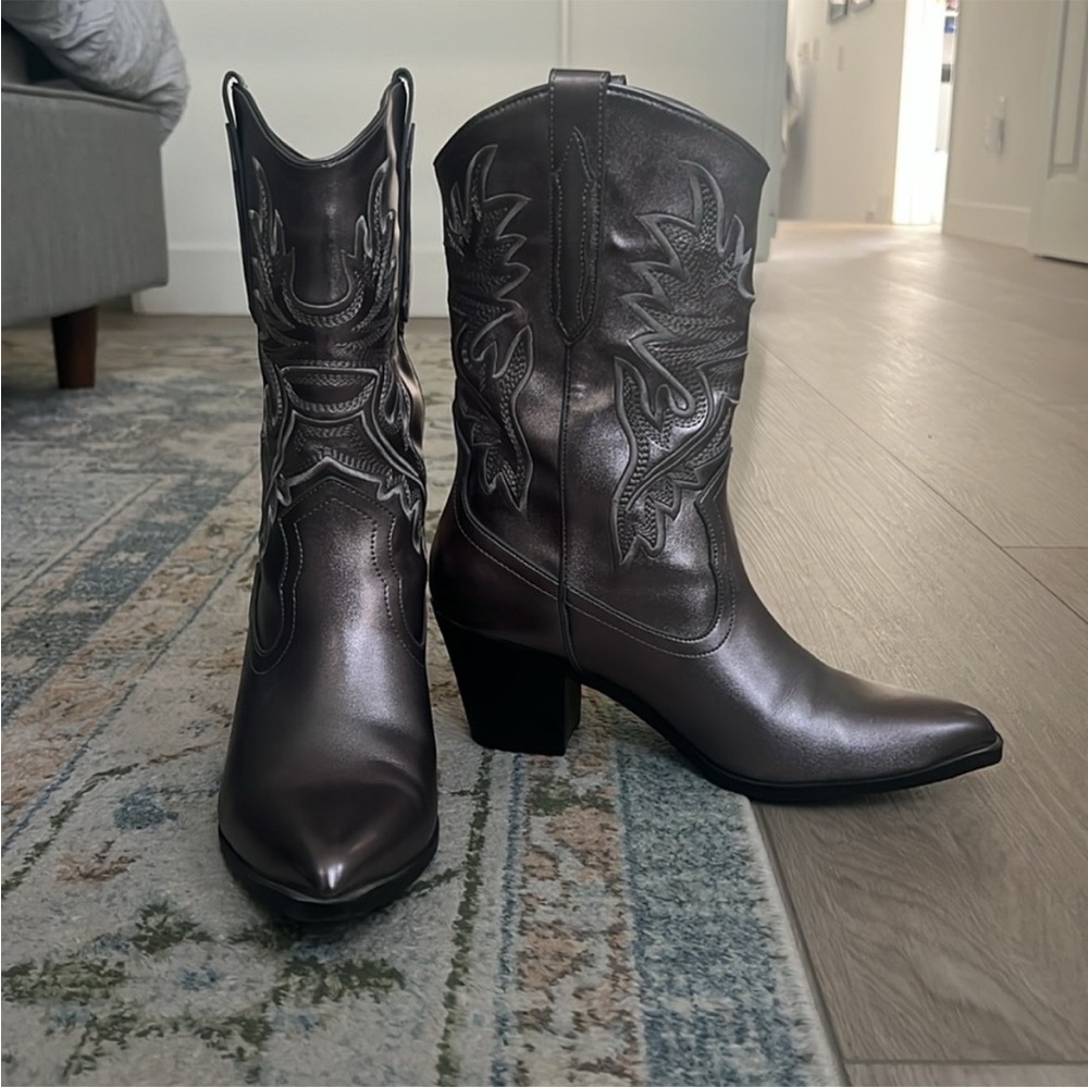 London Rag Silver Dixom Western Cowboy Boots Size 7 - Picture 13 of 13